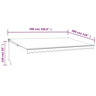 Luifel uittrekbaar 5x3 m stof en aluminium antracietkleurig 9