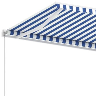 Luifel vrijstaand handmatig uittrekbaar 400x300 cm blauw en wit 7