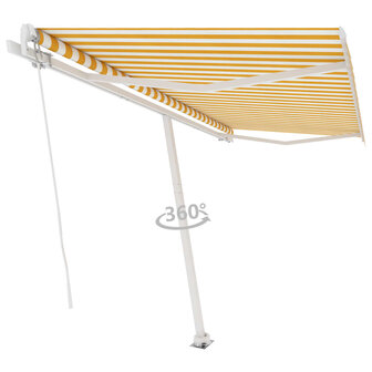 Luifel vrijstaand handmatig uittrekbaar 400x300 cm geel en wit 3