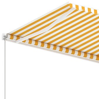 Luifel vrijstaand handmatig uittrekbaar 400x300 cm geel en wit 7