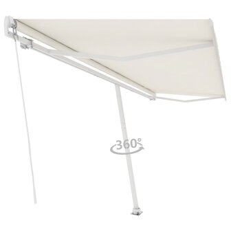 Luifel vrijstaand handmatig uittrekbaar 500x300 cm cr&egrave;mekleurig 3