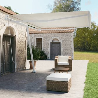 Luifel vrijstaand handmatig uittrekbaar 400x350 cm cr&egrave;mekleurig 1