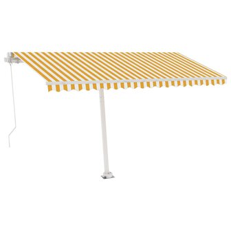 Luifel vrijstaand handmatig uittrekbaar 400x350 cm geel en wit 3