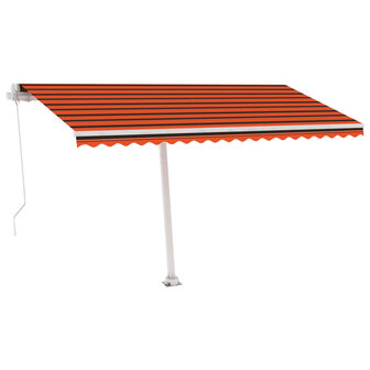 Luifel vrijstaand handmatig uittrekbaar 400x350 cm oranje bruin 4