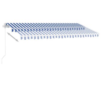 Luifel vrijstaand handmatig uittrekbaar 450x350 cm blauw en wit 6