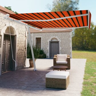 Luifel vrijstaand handmatig uittrekbaar 450x350 cm oranje bruin 1
