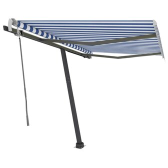 Luifel vrijstaand handmatig uittrekbaar 300x250 cm blauw en wit 2