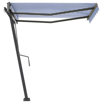Luifel vrijstaand handmatig uittrekbaar 300x250 cm blauw en wit 3