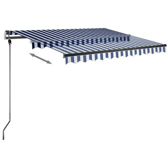 Luifel vrijstaand handmatig uittrekbaar 300x250 cm blauw en wit 5