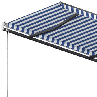 Luifel vrijstaand handmatig uittrekbaar 300x250 cm blauw en wit 7