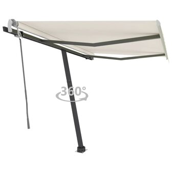 Luifel vrijstaand handmatig uittrekbaar 300x250 cm cr&egrave;mekleurig 1