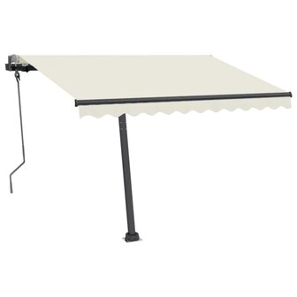 Luifel vrijstaand handmatig uittrekbaar 300x250 cm cr&egrave;mekleurig 4