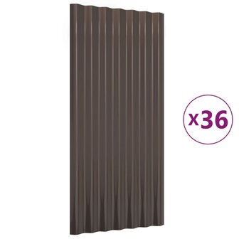 Dakpanelen 36 st 80x36 cm gepoedercoat staal bruin 2