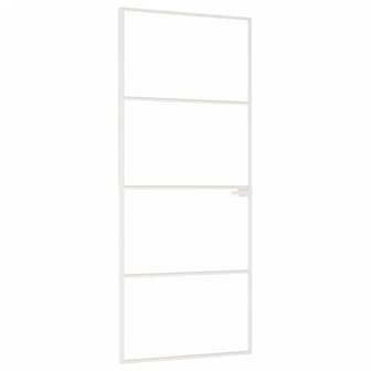 Binnendeur 83x201,5 cm gehard glas en aluminium smal wit 2