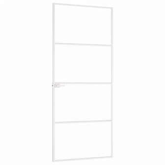 Binnendeur 83x201,5 cm gehard glas en aluminium smal wit 4