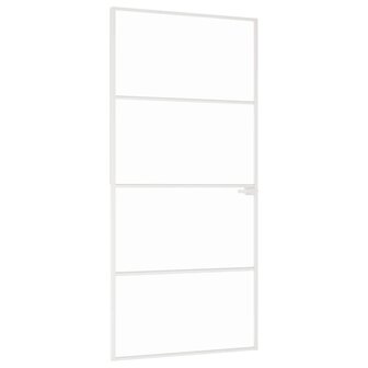 Binnendeur 93x201,5 cm gehard glas en aluminium smal wit 2