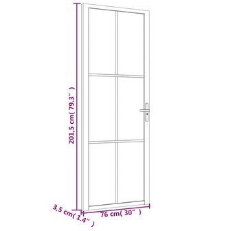 Binnendeur 76x201,5 cm ESG-glas en aluminium wit 7
