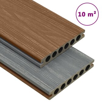 Terrasplanken met accessoires 10 m&sup2; 4 m HKC bruin en grijs 1