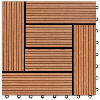 Terrastegels 11 stuks 30 x 30 cm WPC 1 m2 bruin 5