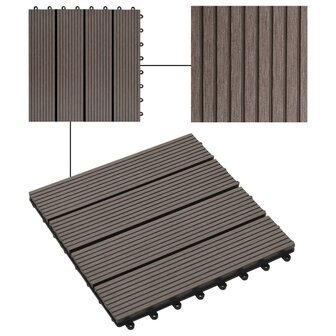 Terrastegels 30x30 cm 1 m&sup2; HKC donkerbruin 11 st 4