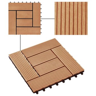 Terrastegels 30x30 cm 1 m&sup2; HKC teakkleur 11 st  4
