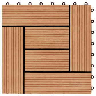 Terrastegels 30x30 cm 1 m&sup2; HKC teakkleur 11 st  5