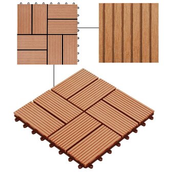 Terrastegels 30x30 cm 1 m&sup2; HKC teakkleur 11 st 4