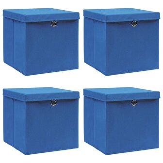  Opbergboxen met deksel 4 st 32x32x32 cm stof blauw 1