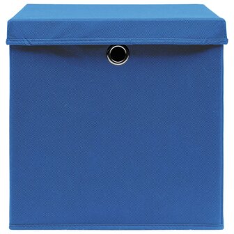  Opbergboxen met deksel 4 st 32x32x32 cm stof blauw 3
