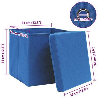  Opbergboxen met deksel 4 st 32x32x32 cm stof blauw 6