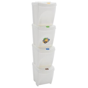Vuilnisbakken 4 st stapelbaar 100 L polypropeen wit 1