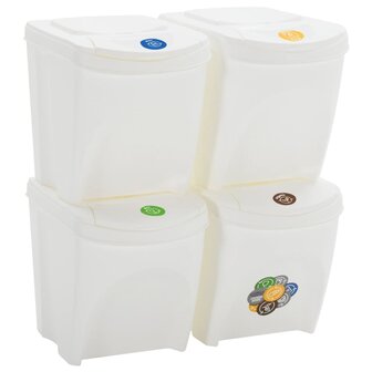 Vuilnisbakken 4 st stapelbaar 100 L polypropeen wit 2