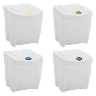 Vuilnisbakken 4 st stapelbaar 100 L polypropeen wit 3
