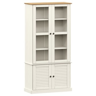 Vitrinekast VIGO 85x35x170 cm massief grenenhout wit 2