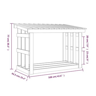 Haardhoutrek 108x64,5x77 cm massief grenenhout wit 8