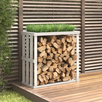 Houtblokhouder 108x52x106 cm massief grenenhout wit 1