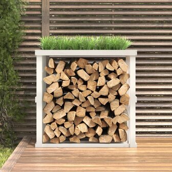 Houtblokhouder 108x52x106 cm massief grenenhout wit 3