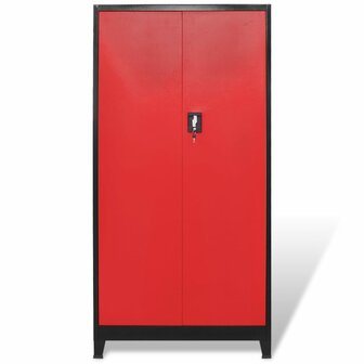 Gereedschapskast met 2 deuren 90x40x180 cm staal zwart en rood 5