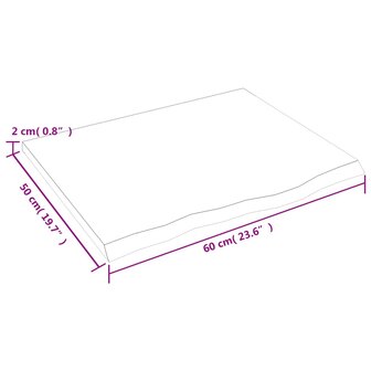Wastafelblad 60x50x2 cm onbehandeld massief hout 6