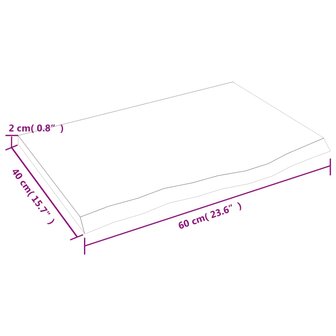 Wastafelblad 60x40x2 cm behandeld massief hout donkerbruin 6