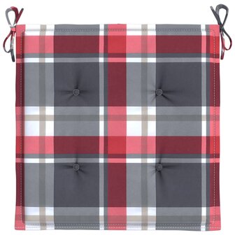 Tuinstoelkussens 2 st 50x50x3 cm oxford stof ruitpatroon rood 5