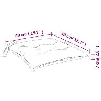 Stoelkussens 2 st gestreept 40x40x7 cm stof wit en blauw 9