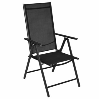 Tuinstoelen inklapbaar 2 st aluminium en textileen zwart 2