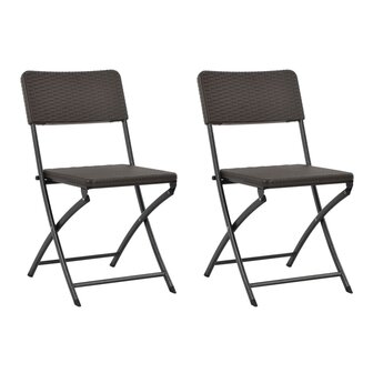 Tuinstoelen inklapbaar 2 st HDPE en staal bruin 1
