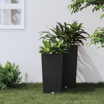 Plantenbak uitneembare bak rattan-look 11/26,5 L PP antraciet 1