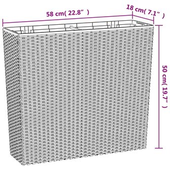 Plantenbak met uitneembare bak rattan-look 12/44 L PP antraciet 8