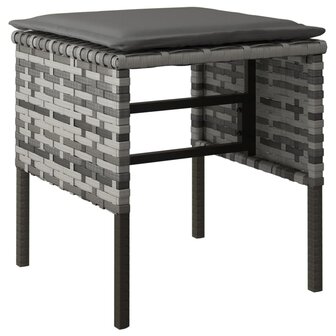 Tuinvoetenbanken 4 st met kussens poly rattan grijs 3