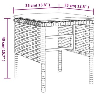 Tuinvoetenbanken 4 st met kussens poly rattan grijs 8