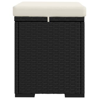 Hocker met kussen 40x30x40 cm poly rattan zwart 6