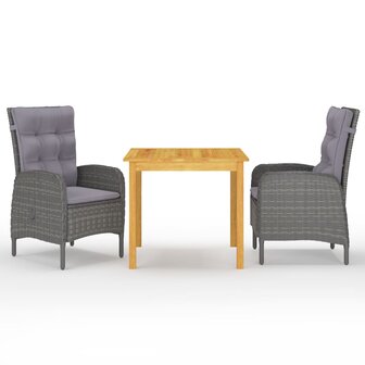 3-delige Tuinset grijs 1